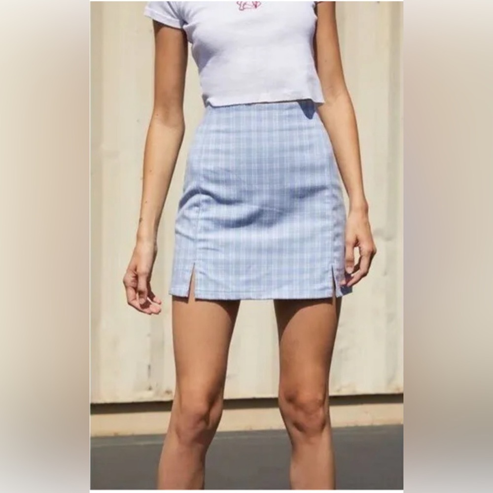 EUC Brandy Melville Blue and White Plaid Skirt​